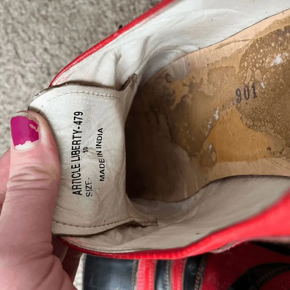 VTG 80s 90s Fortune from Liberty Red Black Reptile Leather Shoes Men’s 10